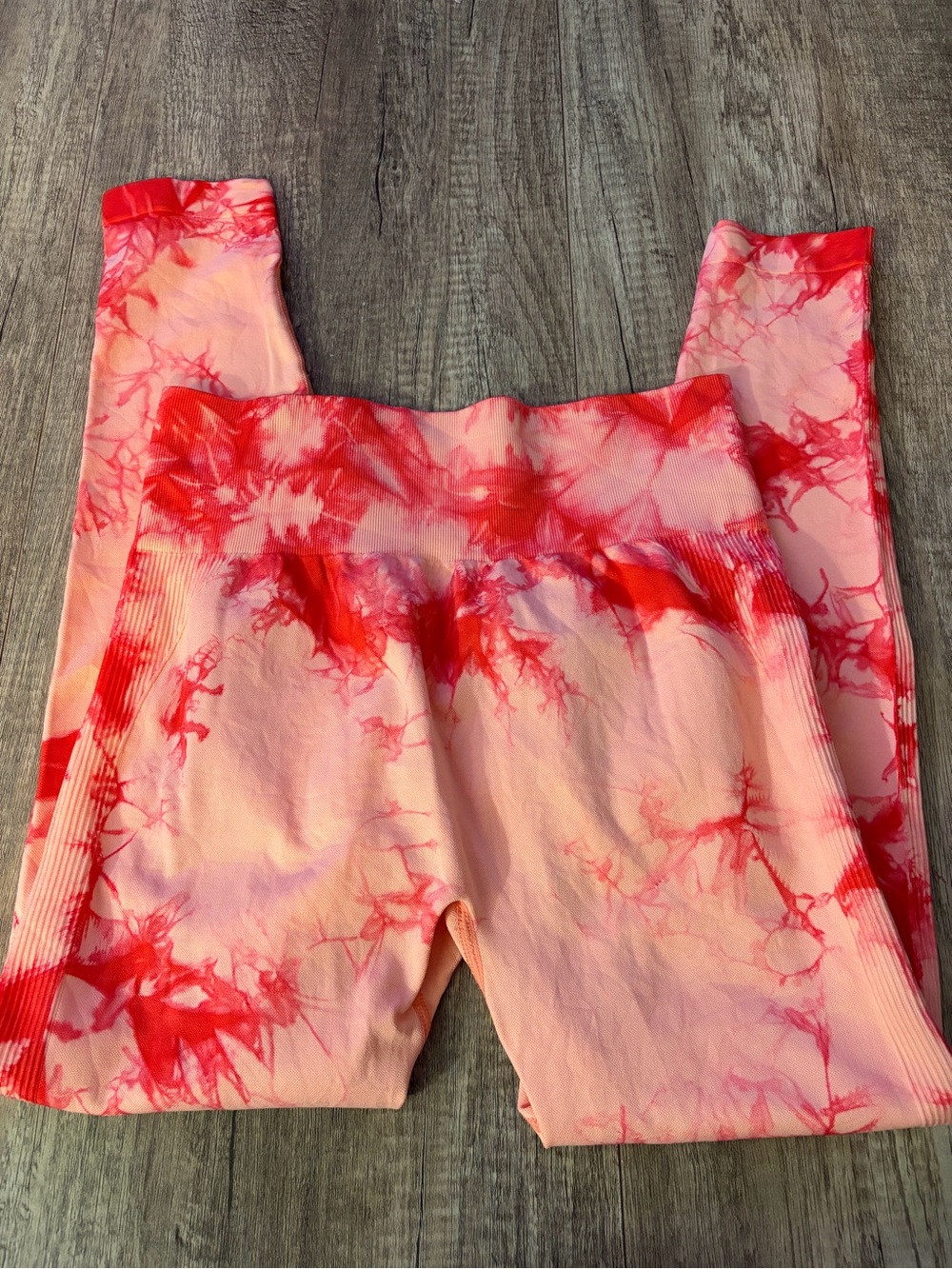 High-Rise Pink & Red Tie-Dye Leggings